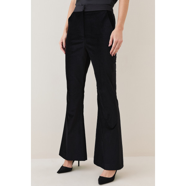 Karen Millen Velvet Waistband Detail Tailored Kickflare Trousers