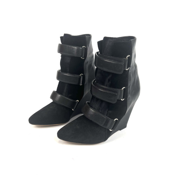 Isabel Marant Black Suede Bekett Wedge Boots