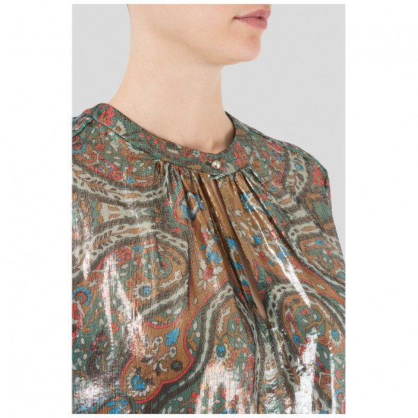 Vilshenko Metallic Print Silk Top