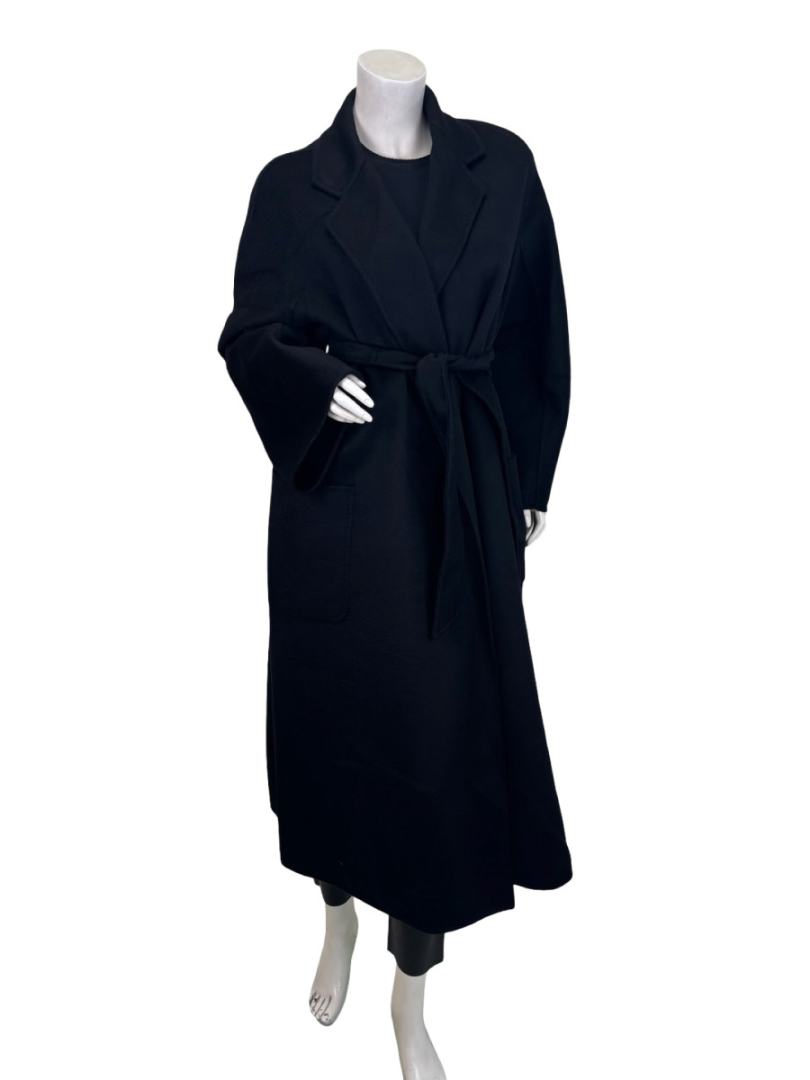 Max Mara Navy Wool Coat with Patch Pockets