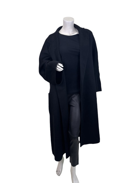 Max Mara Navy Wool Coat with Patch Pockets