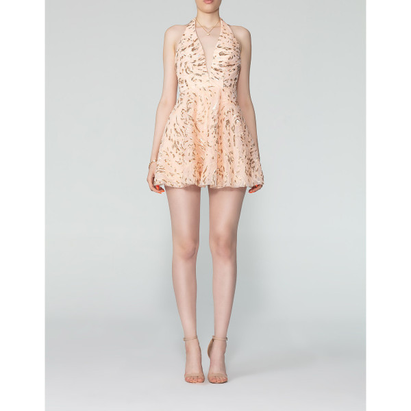 Rent Buy Barrus London Halter Neck Deep Decollete Sequined Mini