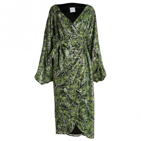 Halpern Embellished Wrap Midi Dress