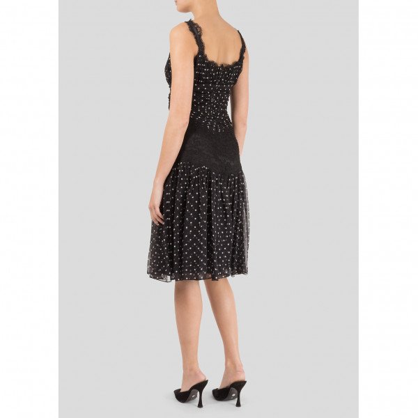 DOLCE & GABBANA Polka Dot Dress with Lace Panel