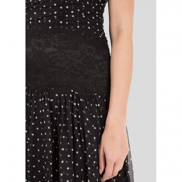 DOLCE & GABBANA Polka Dot Dress with Lace Panel