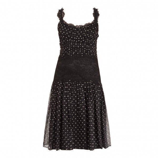 DOLCE & GABBANA Polka Dot Dress with Lace Panel