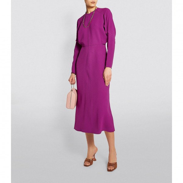 ワンピース VICTORIA BECKHAM 'Keyhole Dolman Midi' dress Purple Victoria Beckham Dolman Midi Dress in Purple — UFO No More