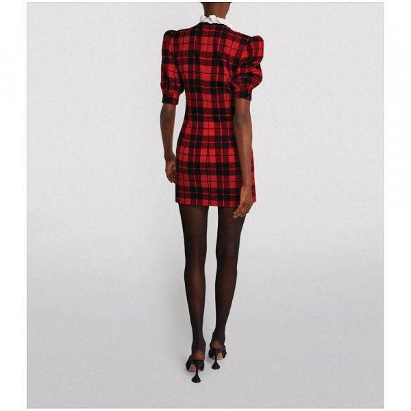 Alessandra Rich Tartan Bow-Detail Mini Dress