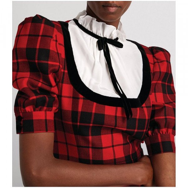 Alessandra Rich Tartan Bow-Detail Mini Dress