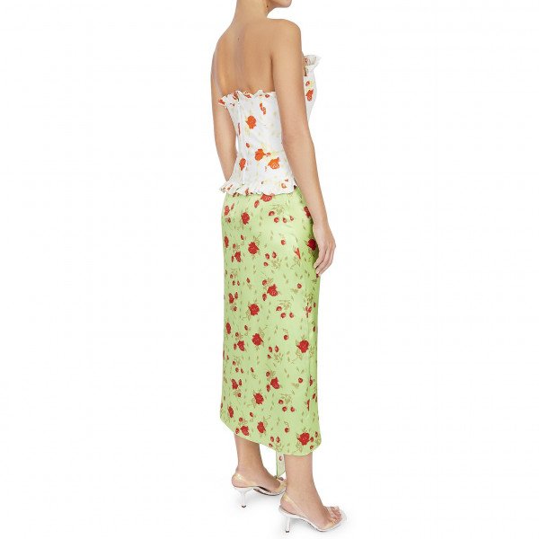 De La Vali Caroline Rose Satin Midi Skirt