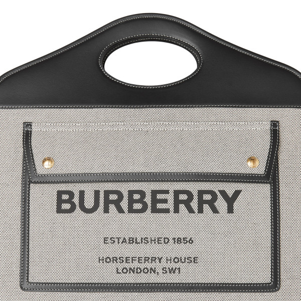 Burberry Two-Tone Canvas and Leather Medium Pocket Tote