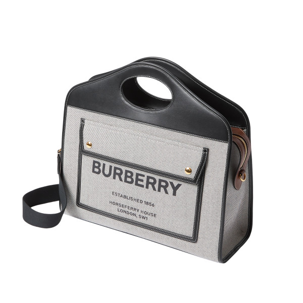 Burberry Two-Tone Canvas and Leather Medium Pocket Tote