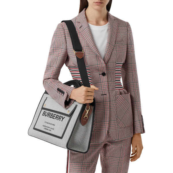 Burberry Two-Tone Canvas and Leather Medium Pocket Tote