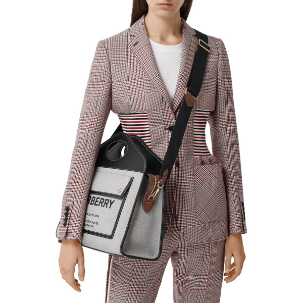 Burberry Two-Tone Canvas and Leather Medium Pocket Tote