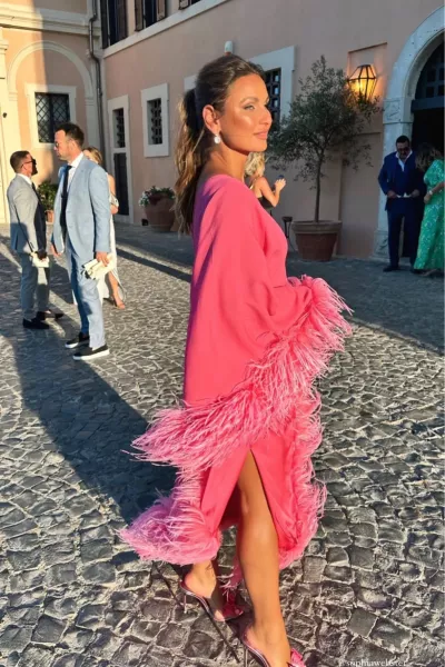 Taller Marmo Ubud Feather trimmed gown