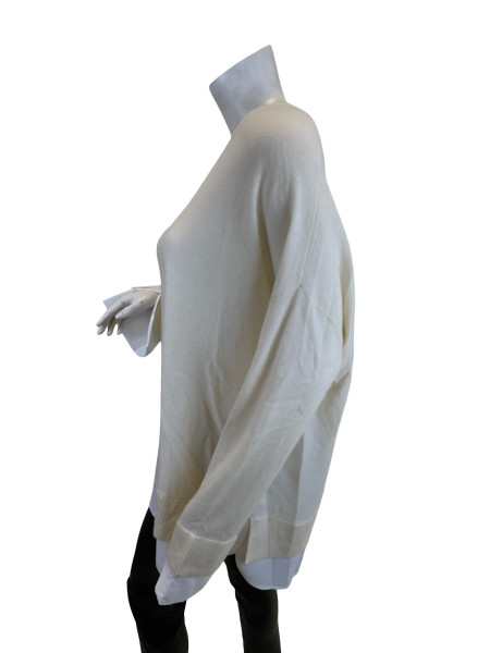 MAX & MOI Cream Cashmere Lounge Set with Cotton Cuffs