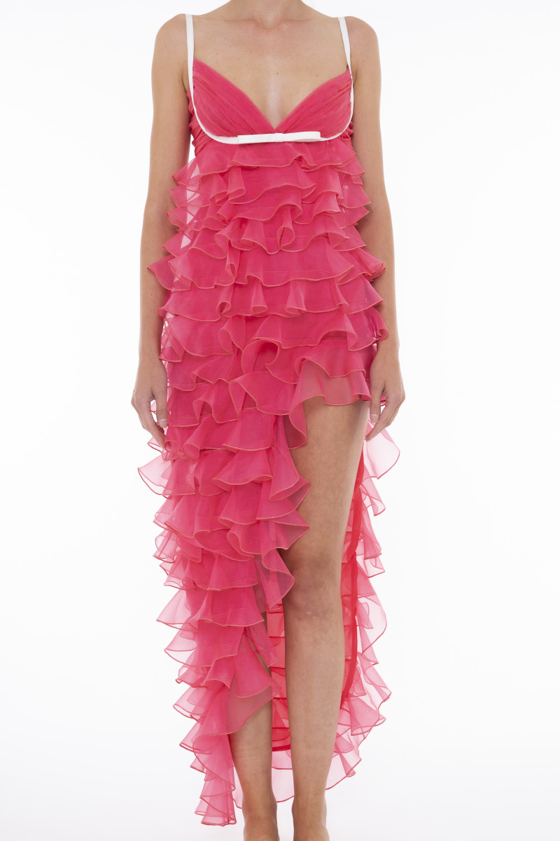 Giambattista Valli Asymmetric organza dress with ruffles