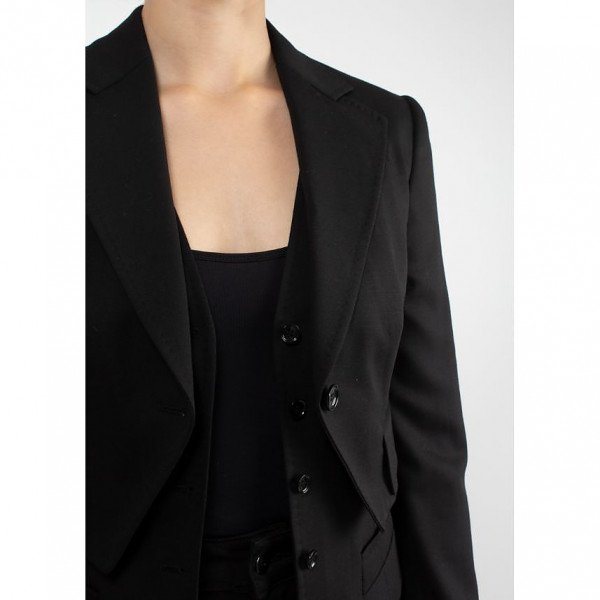 DOLCE & GABBANA Cropped Tuxedo Jacket with Faux Waistcoat