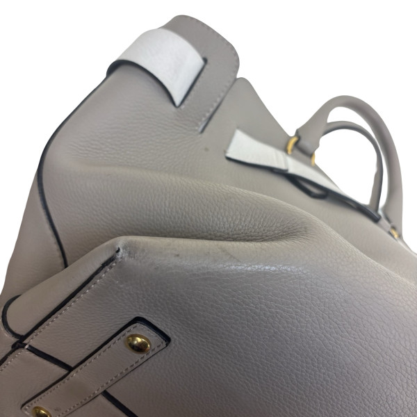 Burberry Grey/White Grained Leather Medium Belt Tote