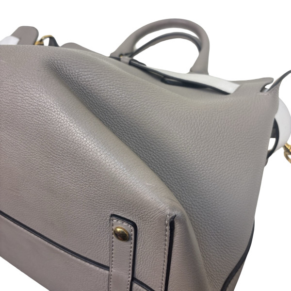 Burberry Grey/White Grained Leather Medium Belt Tote