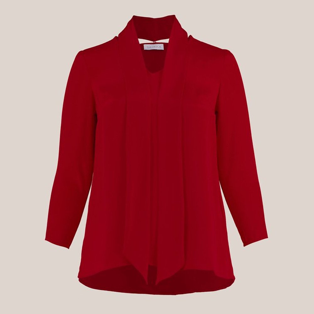 The Hour Scarlet Neck Tie Blouse