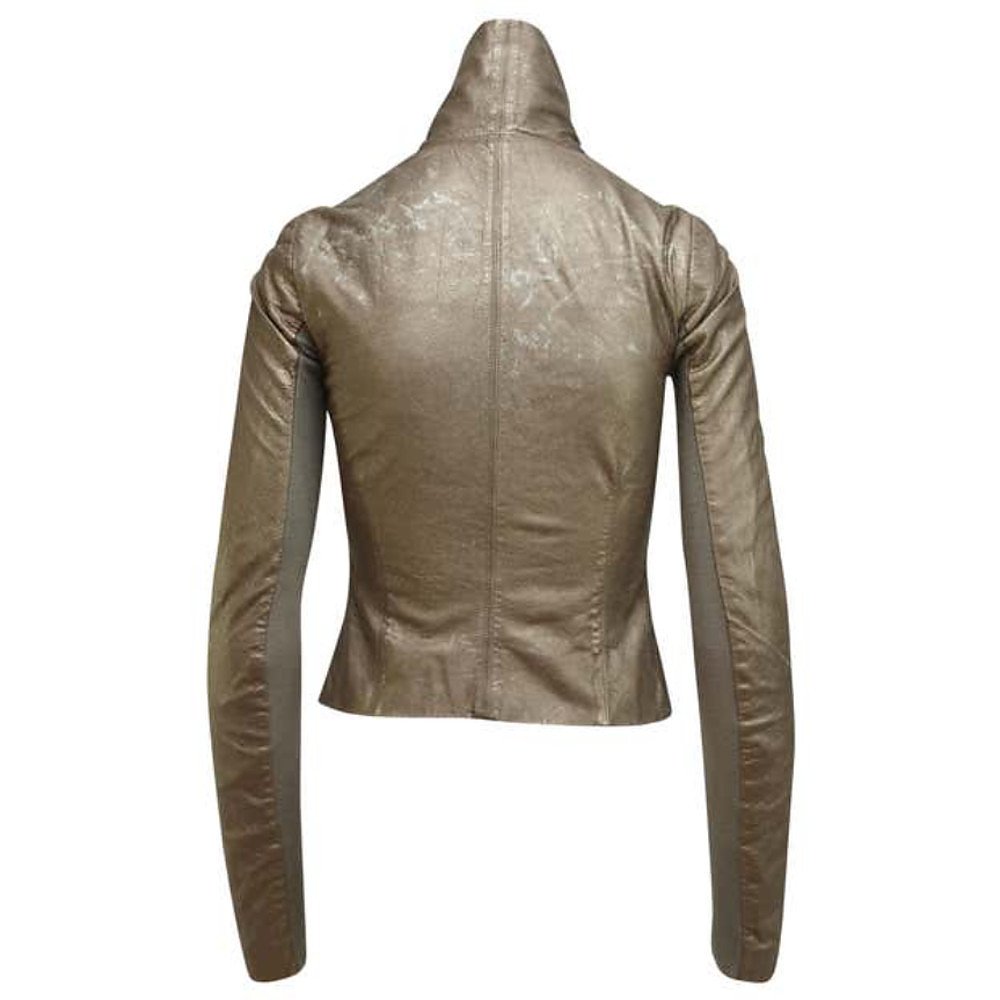 Rent Buy Rick Owens Metallic Leather Jacket | MY WARDROBE HQ