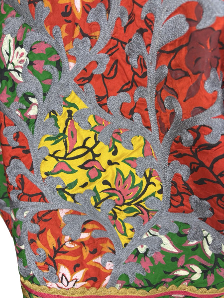 Oscar De La Renta Silk Print and Embroidered Turkish Style Coat
