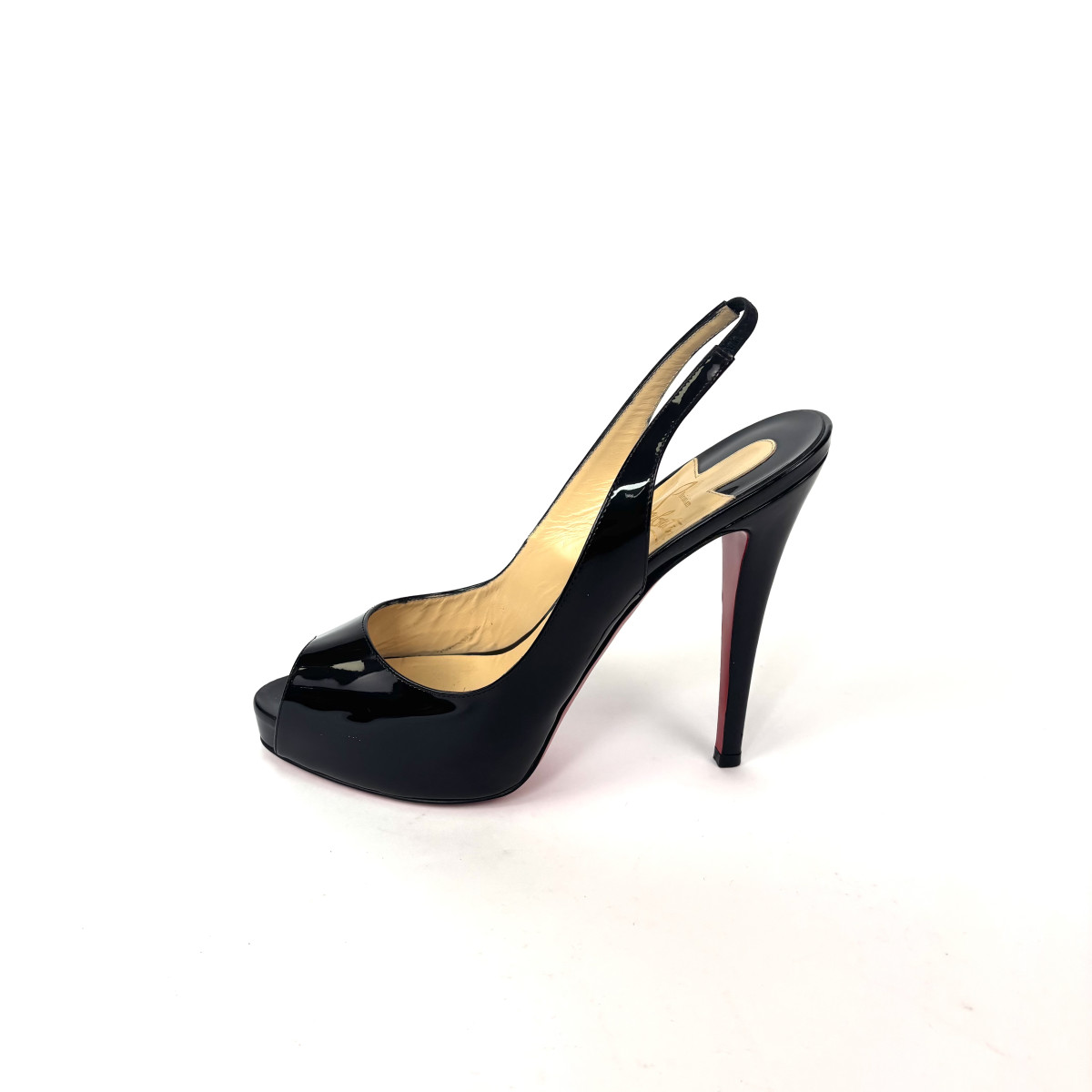 Christian Louboutin Black Patent Leather Slingback Heels