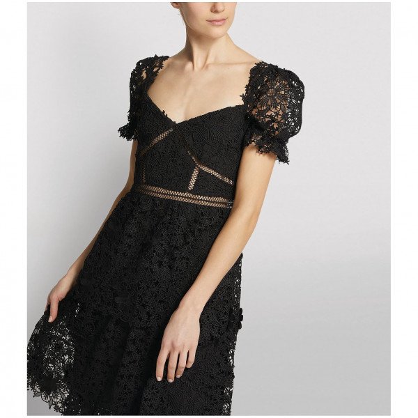 Self-Portrait Floral Lace Tiered Midi Dress