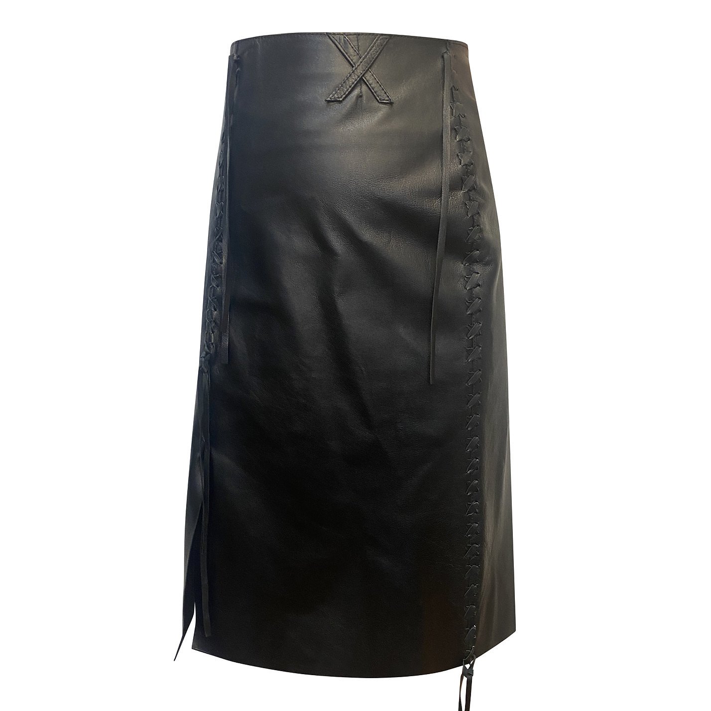 DOLCE & GABBANA Leather Corset-Detail Skirt