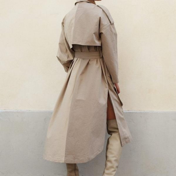 The Frankie Shop Two Tone Asymmetrical Trench Coat