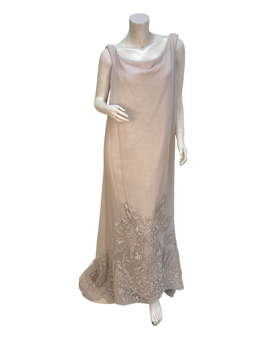 ASHI Couture Draped Embroidered Gown