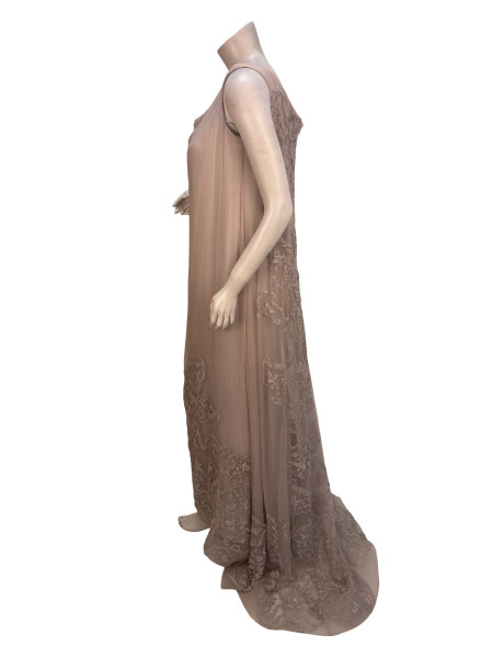 ASHI Couture Draped Embroidered Gown