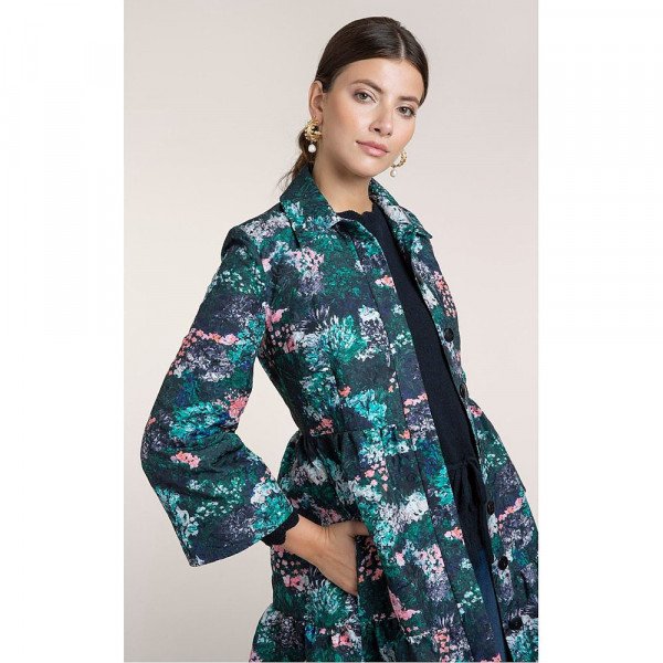 Beulah Pallavi Jacquard Rose Dress Coat