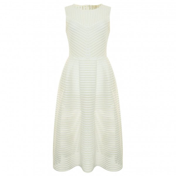 Maje Rire Mesh Stripe Midi Dress