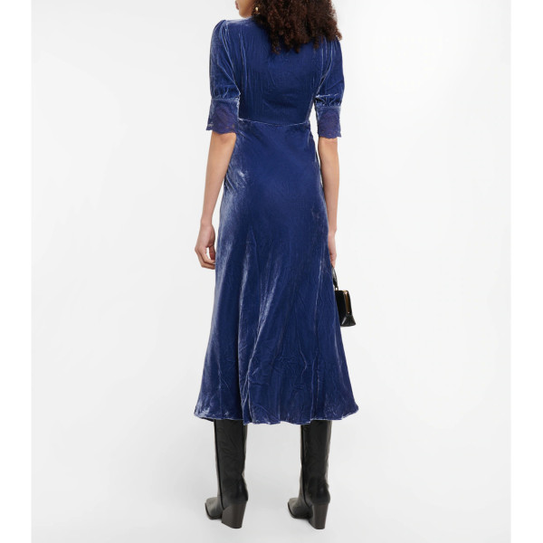 Rixo Simone Velvet Midi Dress