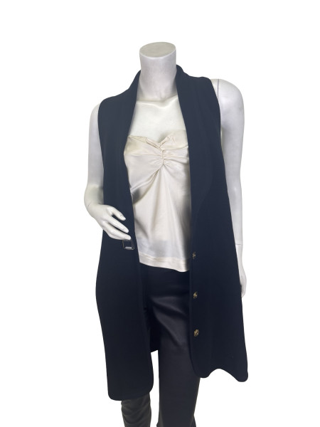 Chloé 100% Wool Longline Cardigan with Statement Button