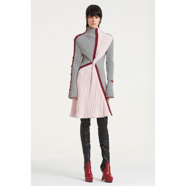 PORTS 1961 Contrast Knit Centre Knotted Dress