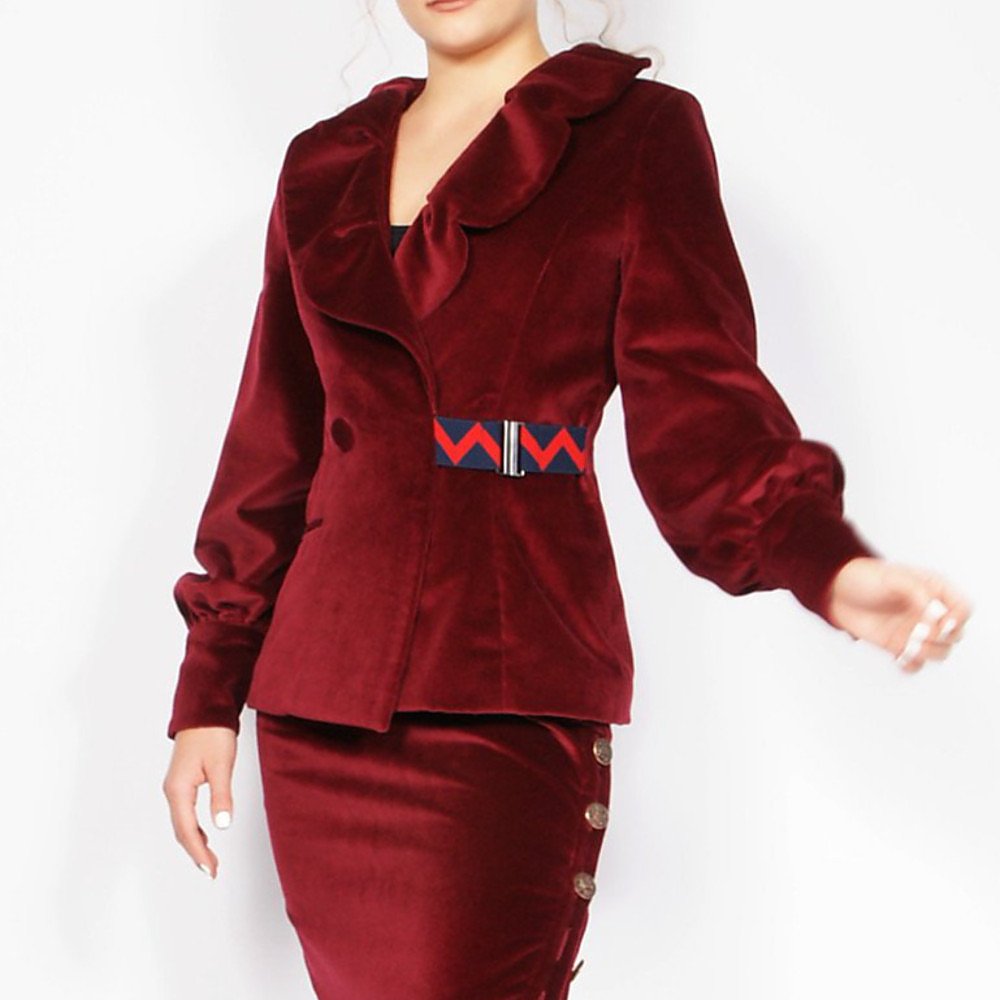 Syra J Ruffled Velvet Blazer