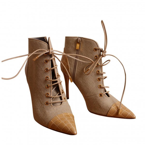 Gina Croc-Detail Heeled Boots