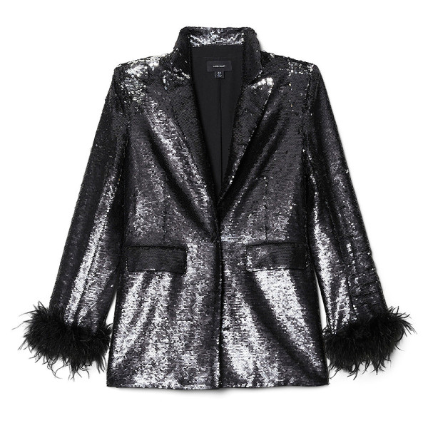 Karen Millen Feather & Sequin Tailored Single Breasted Jacket