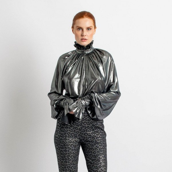 LaMetamorphose Aurora Metallic Chiffon Blouse