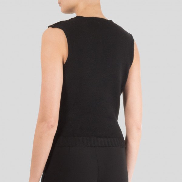Victoria Beckham Soft Leather-Front Wool Tank Top