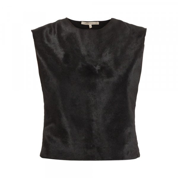 Victoria Beckham Soft Leather-Front Wool Tank Top