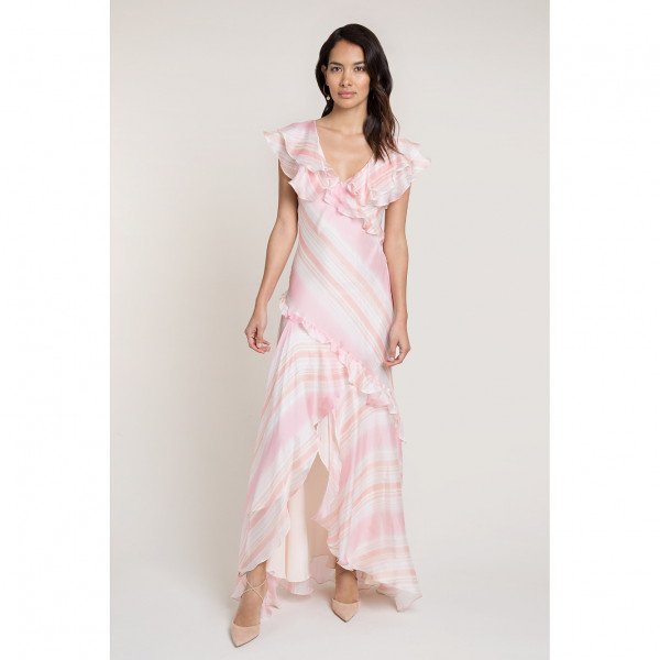 Beulah Naomi Blush Painterly Stripe Dress