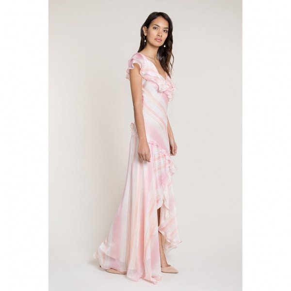 Beulah Naomi Blush Painterly Stripe Dress