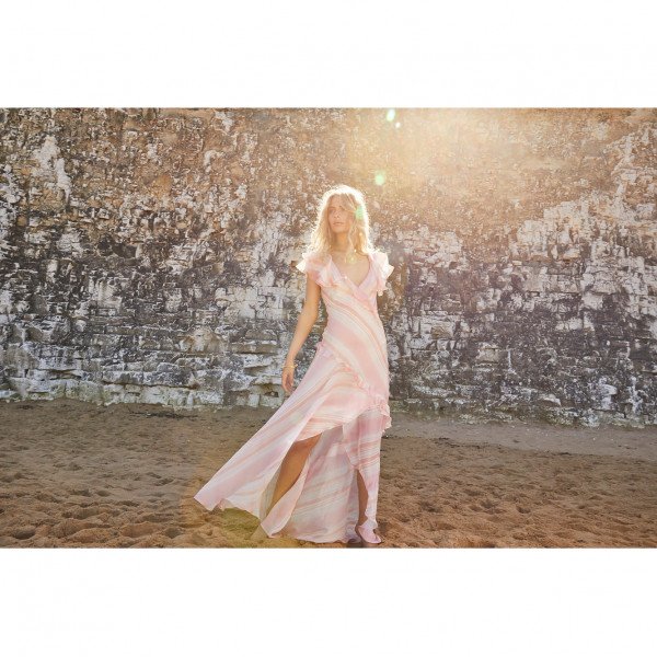 Beulah Naomi Blush Painterly Stripe Dress