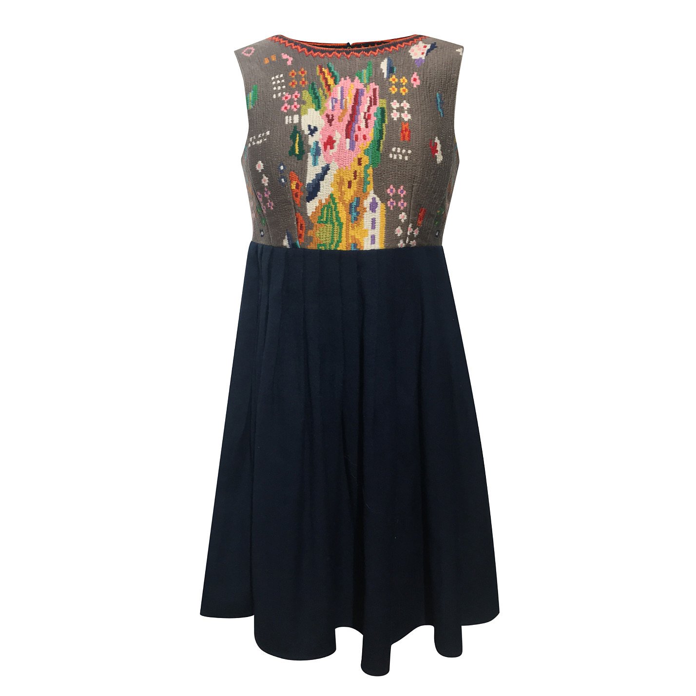 Manoush Sleeveless Embroidered-Bodice Dress