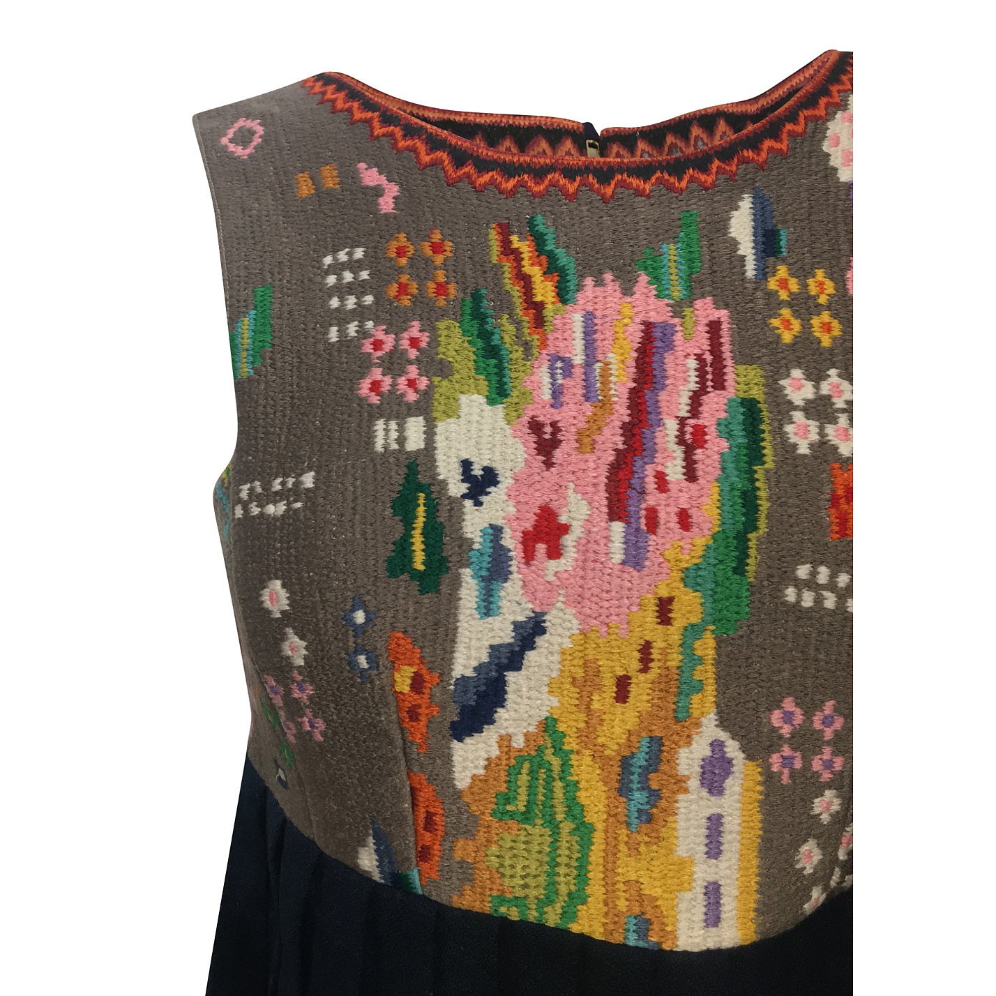 Manoush Sleeveless Embroidered-Bodice Dress