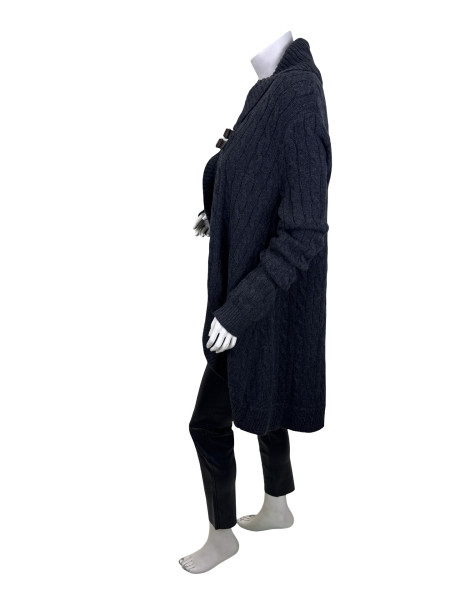 Ralph Lauren Cable-Knit Wool Cardigan with Leather Buckle